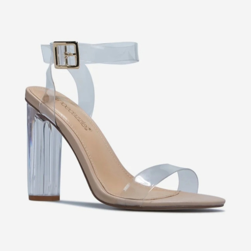 Hanna Block Heel PVC Sandal.        Clear Strap Block Heel Sandals